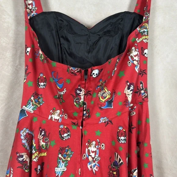 Hell Bunny Tattoo Halter Dress Small Retro Rockabilly Steampunk Pinup Coquette - Picture 8 of 13